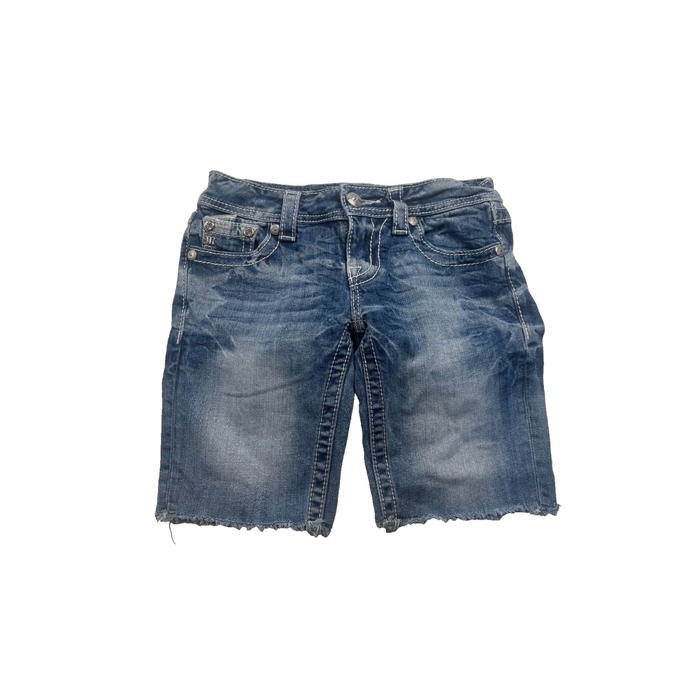 Miss Me‎ Bermuda Denim Shorts Distressed White Stitch Womens Size 25 Chic NWT